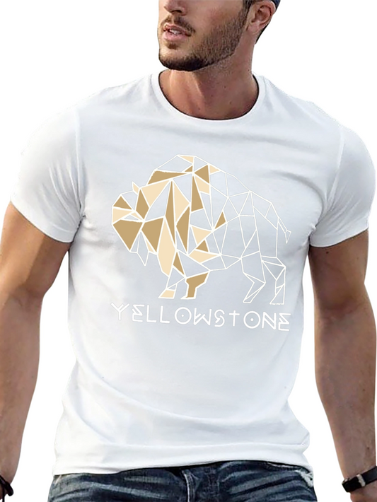 Yellowstone Bison Graphic Tee - Modern Geometric Design