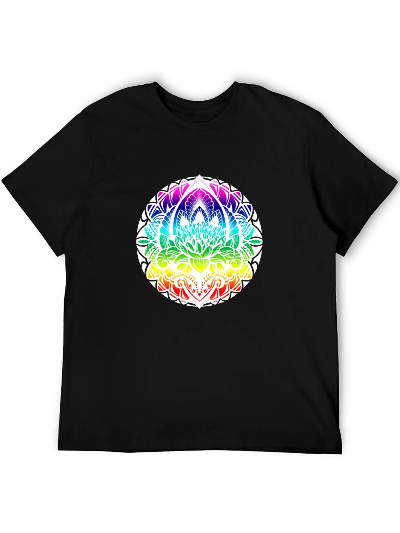 Rainbow Mandala Graphic Black T-Shirt