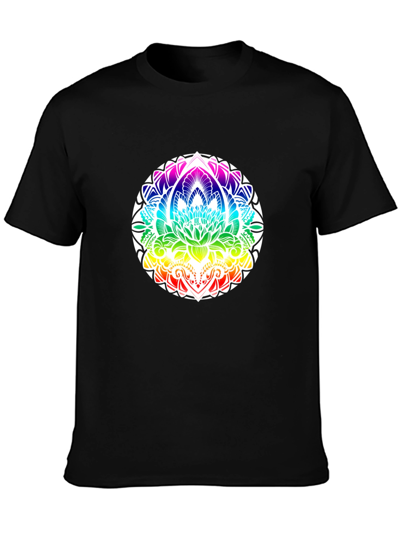 Rainbow Mandala Graphic Black T-Shirt