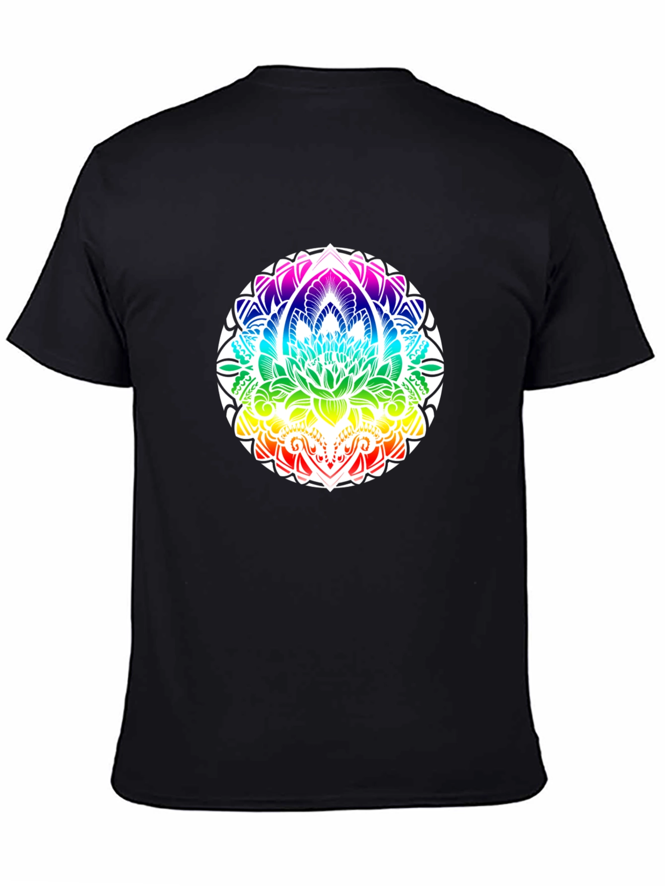 Rainbow Mandala Graphic Black T-Shirt
