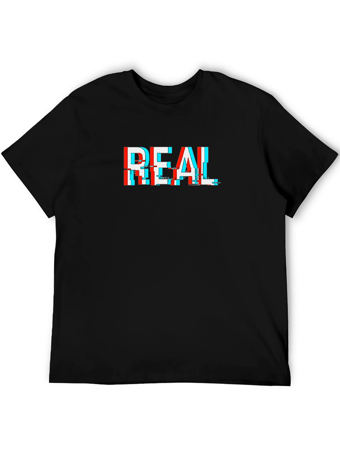 REAL Glitch Graphic Tee - Black Cotton T-Shirt