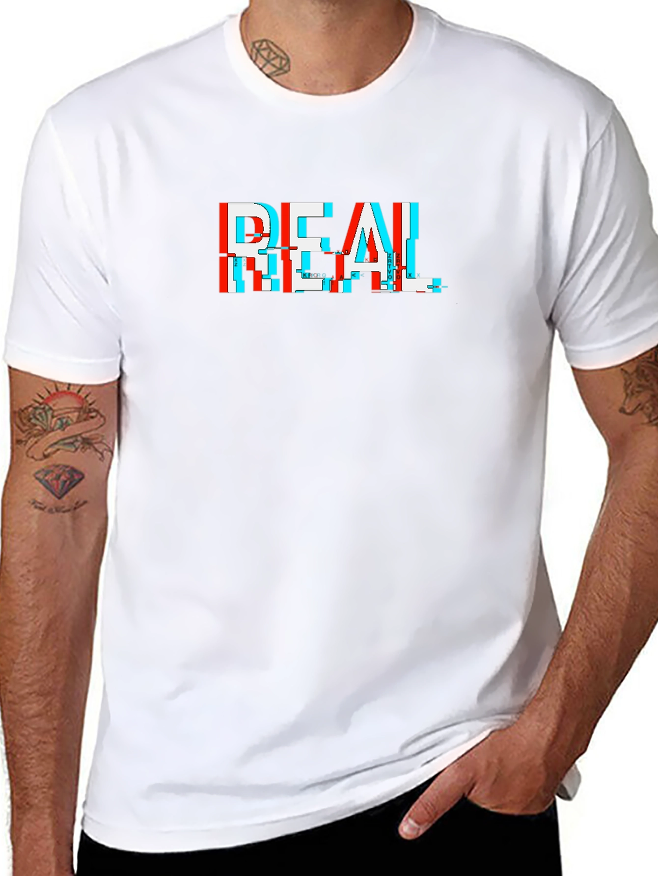 REAL Glitch Graphic Tee - Black Cotton T-Shirt