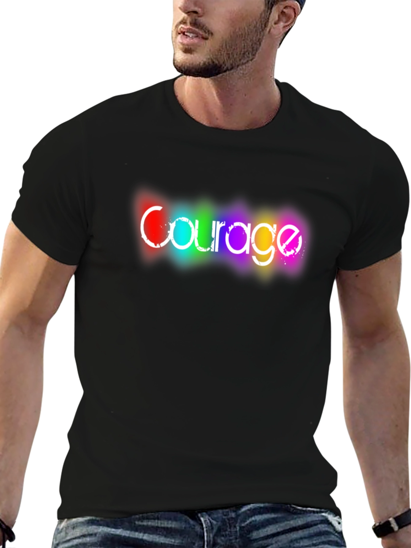 Courage Rainbow Graphic Black T-Shirt