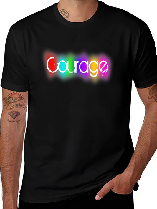 Courage Rainbow Graphic Black T-Shirt