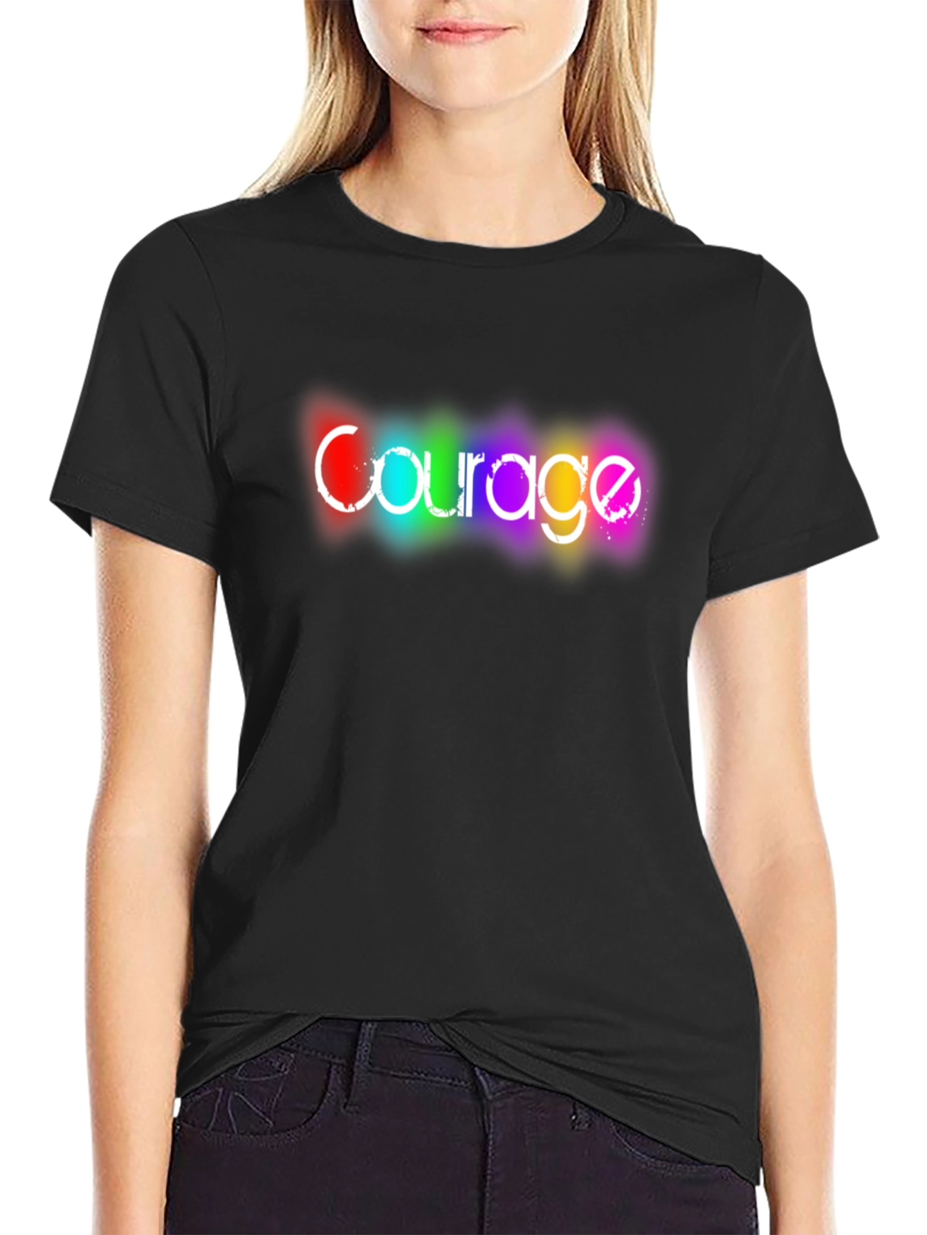 Courage Rainbow Graphic Black T-Shirt