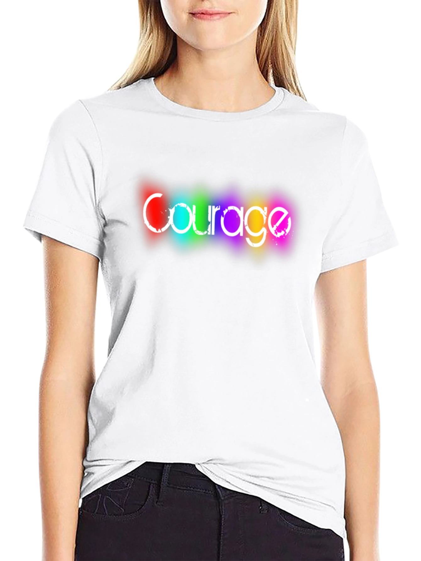 Courage Rainbow Graphic Black T-Shirt
