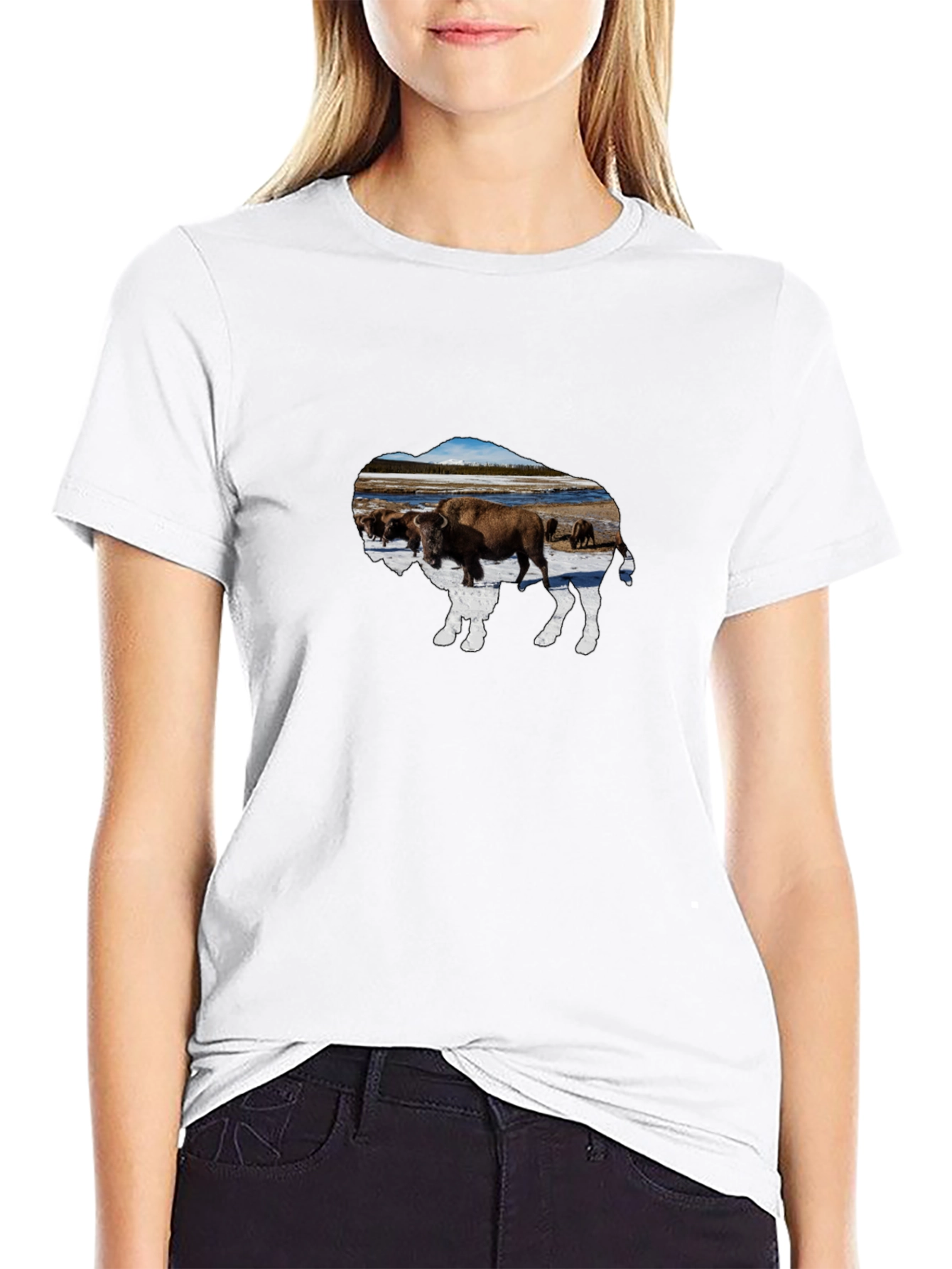 Buffalo Herd Graphic Tee - Black Cotton Casual Shirt