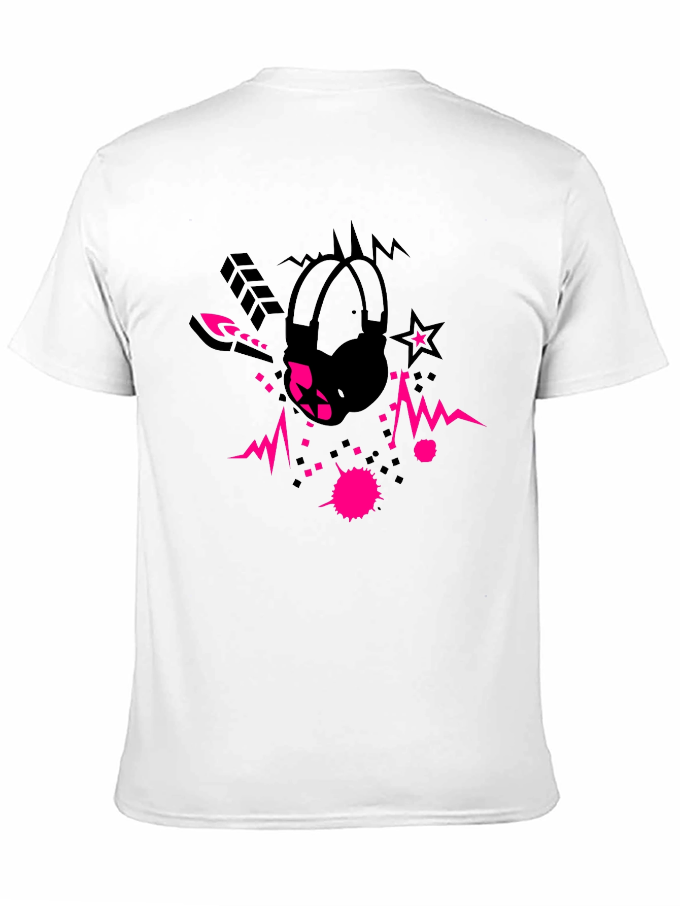 Cool Black Graphic Tee with Headphone Design