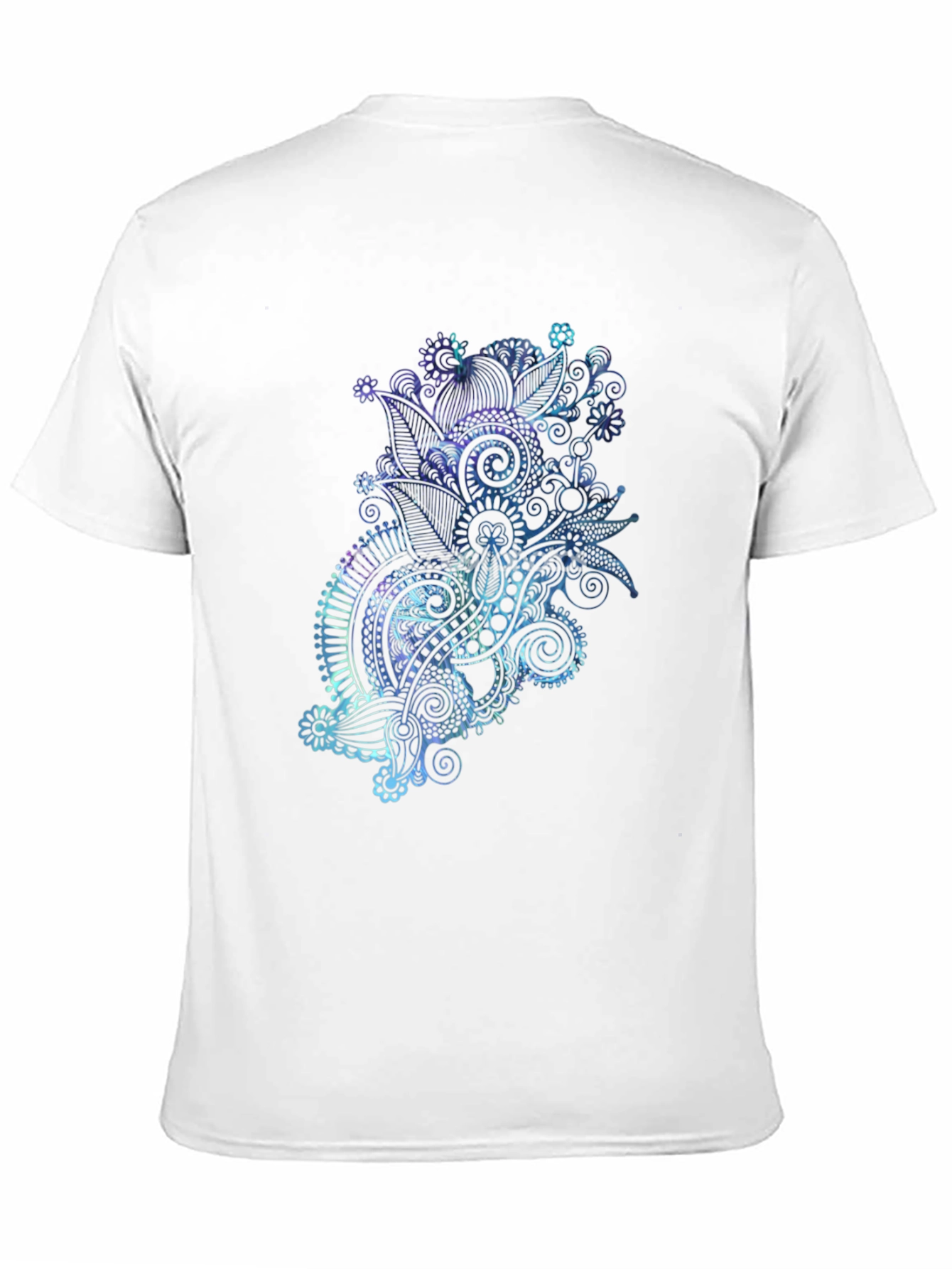 Mens Black T-Shirt with Abstract Floral Design