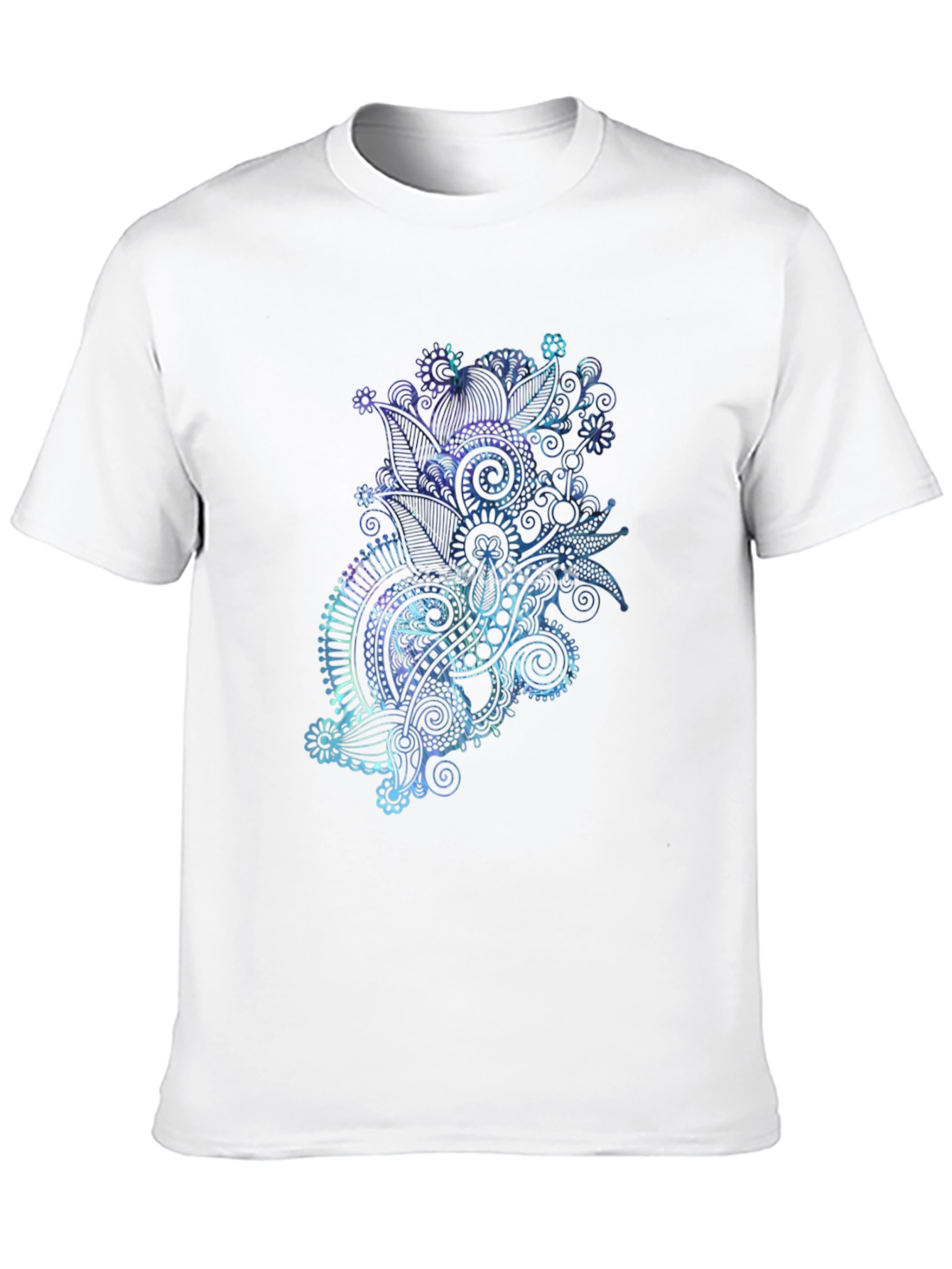 Mens Black T-Shirt with Abstract Floral Design