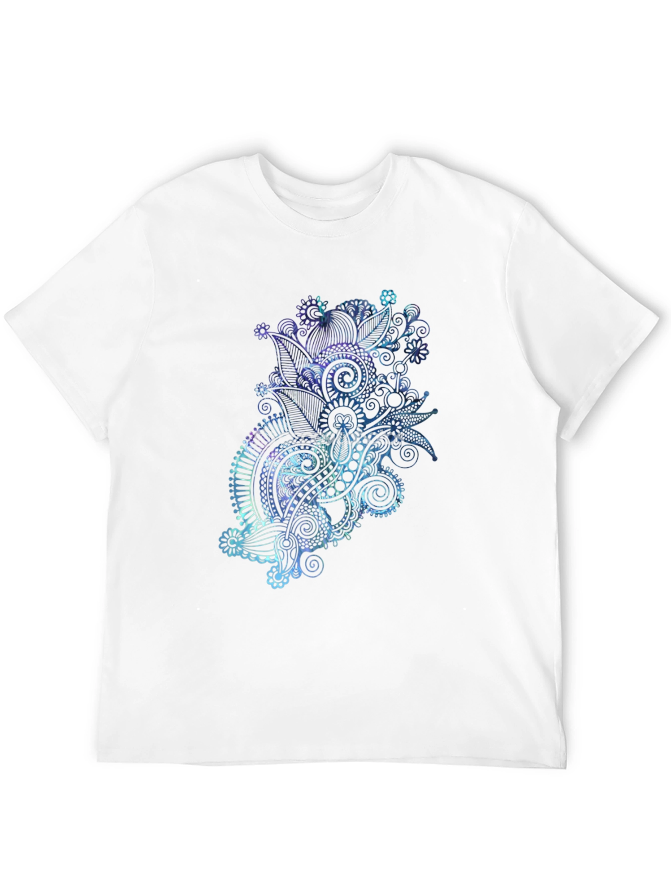 Mens Black T-Shirt with Abstract Floral Design