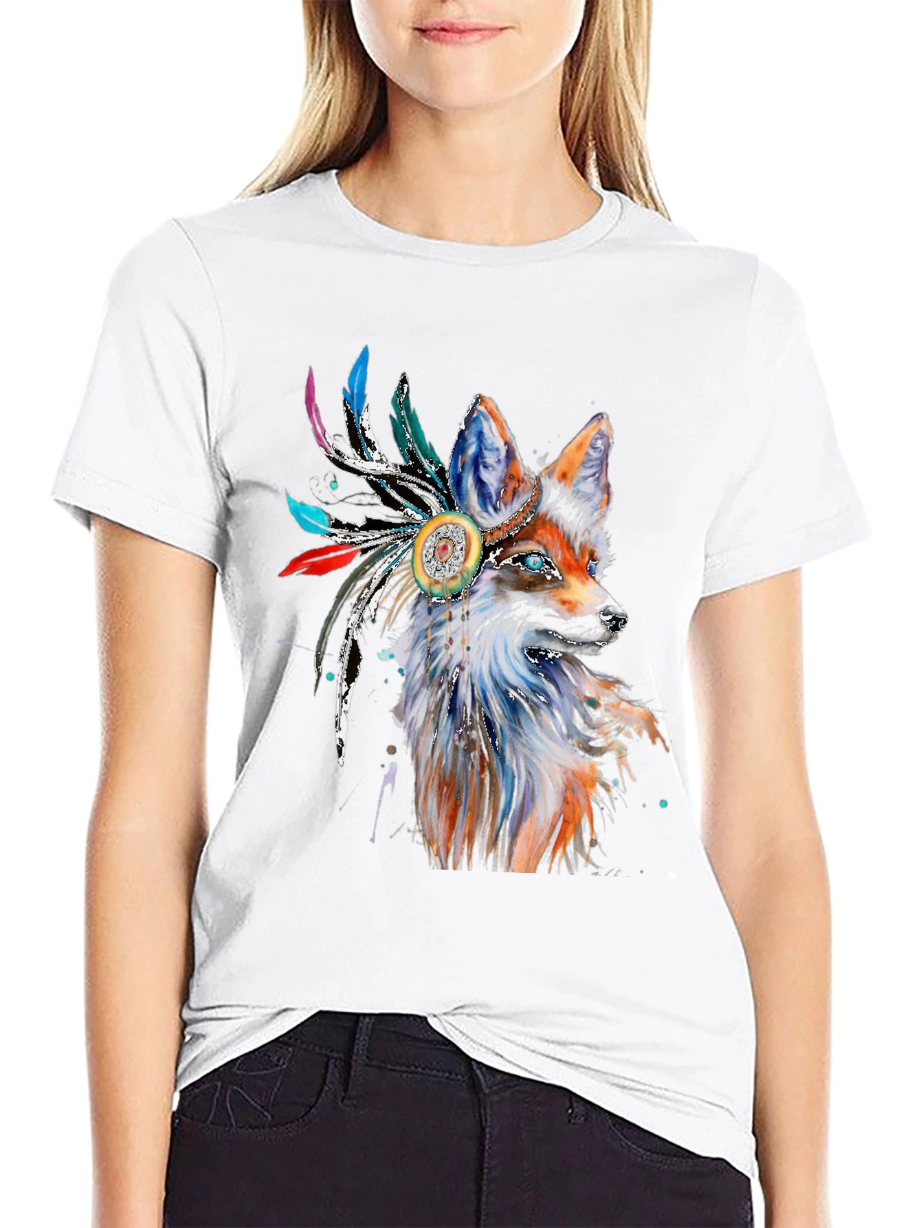 Fox Headdress T-Shirt - Unique Graphic Tee