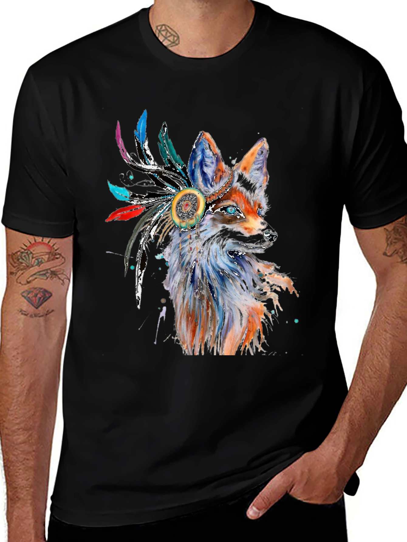 Fox Headdress T-Shirt - Unique Graphic Tee