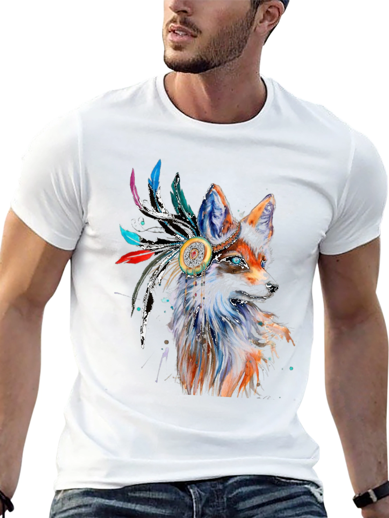 Fox Headdress T-Shirt - Unique Graphic Tee