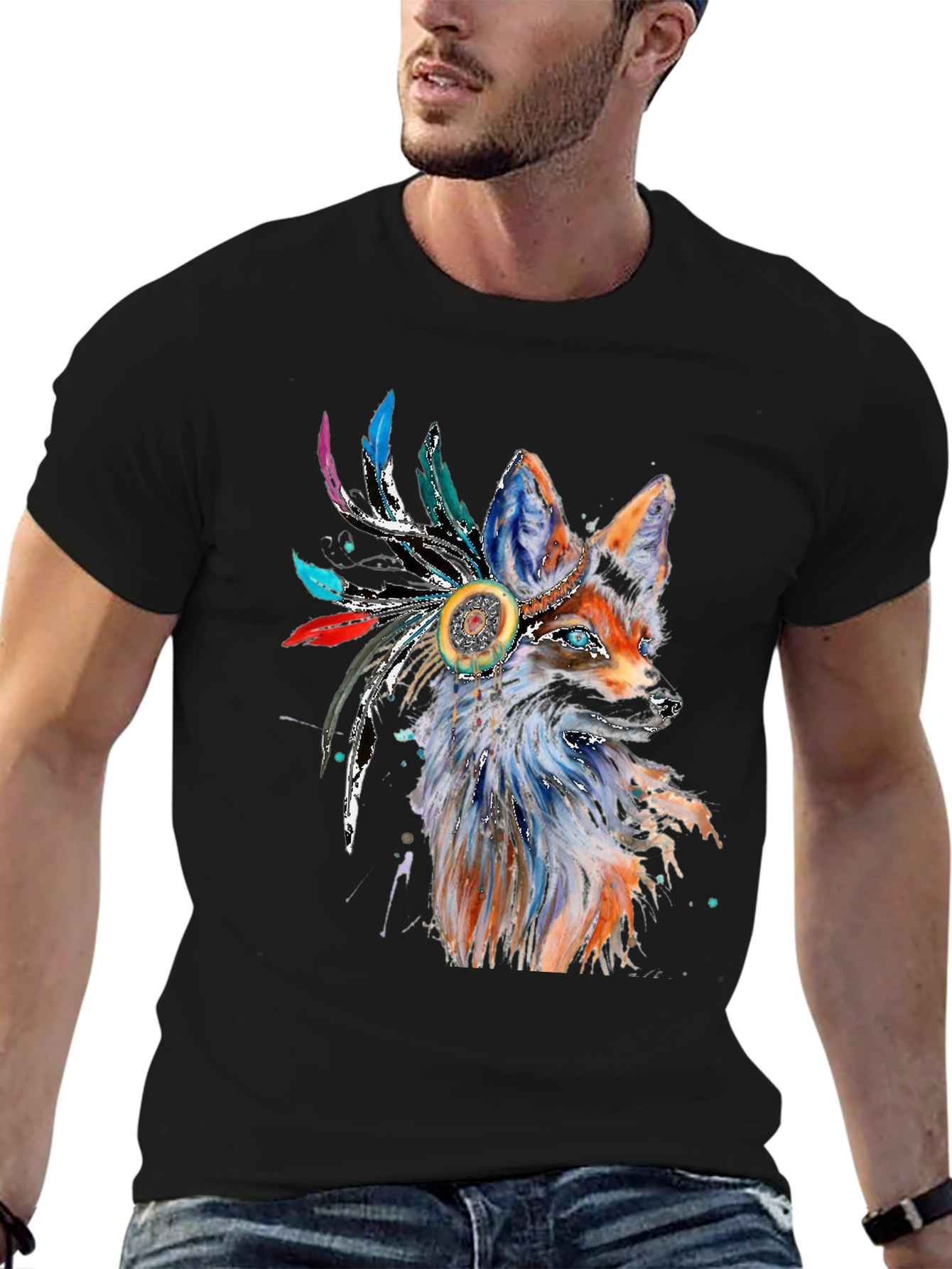 Fox Headdress T-Shirt - Unique Graphic Tee