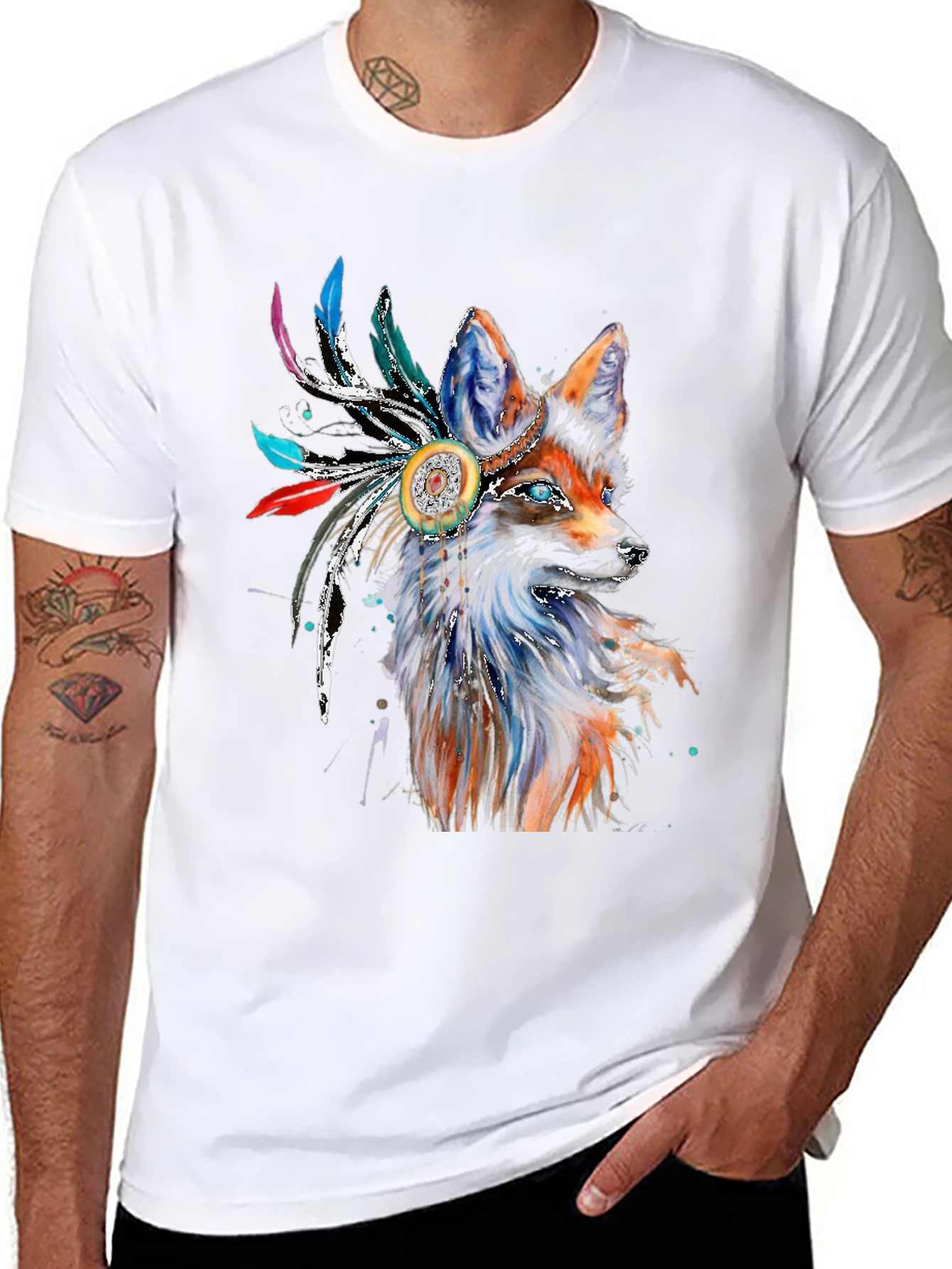 Fox Headdress T-Shirt - Unique Graphic Tee