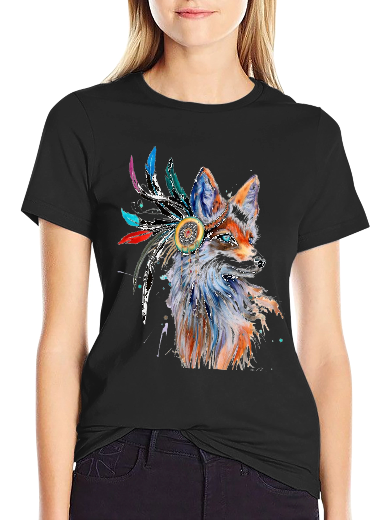 Fox Headdress T-Shirt - Unique Graphic Tee
