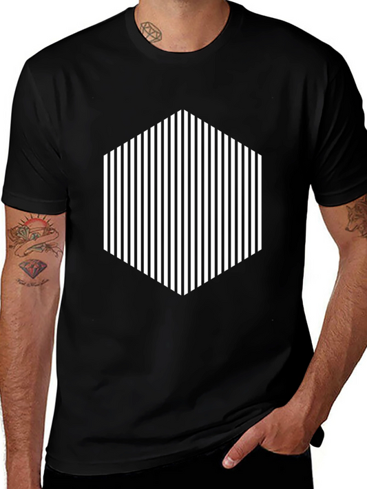 Striped Hexagon Graphic Tee - Modern Style
