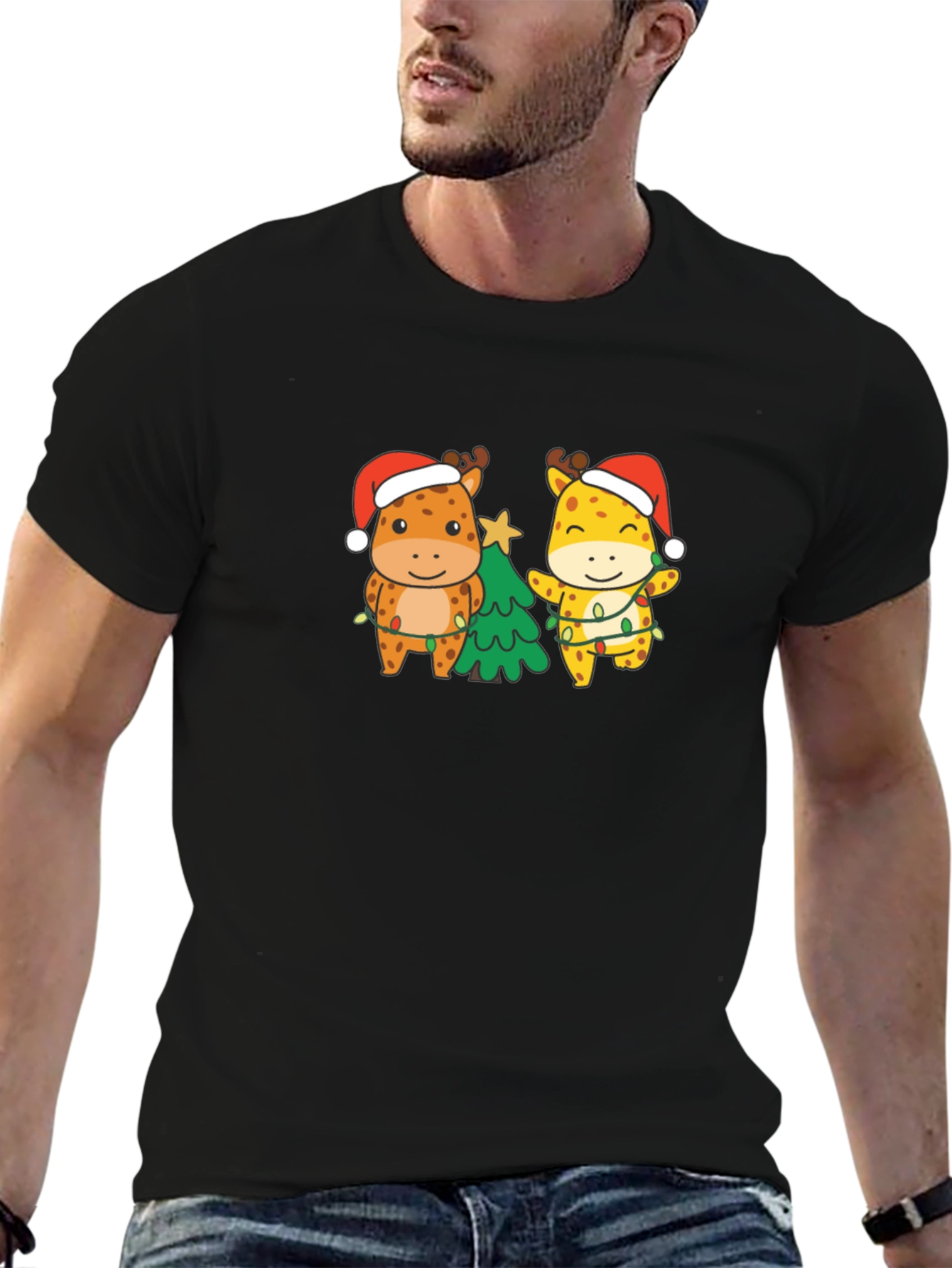 Christmas Giraffe T-Shirt - Holiday Gift