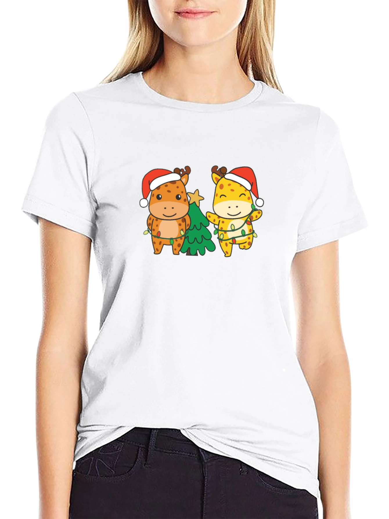 Christmas Giraffe T-Shirt - Holiday Gift
