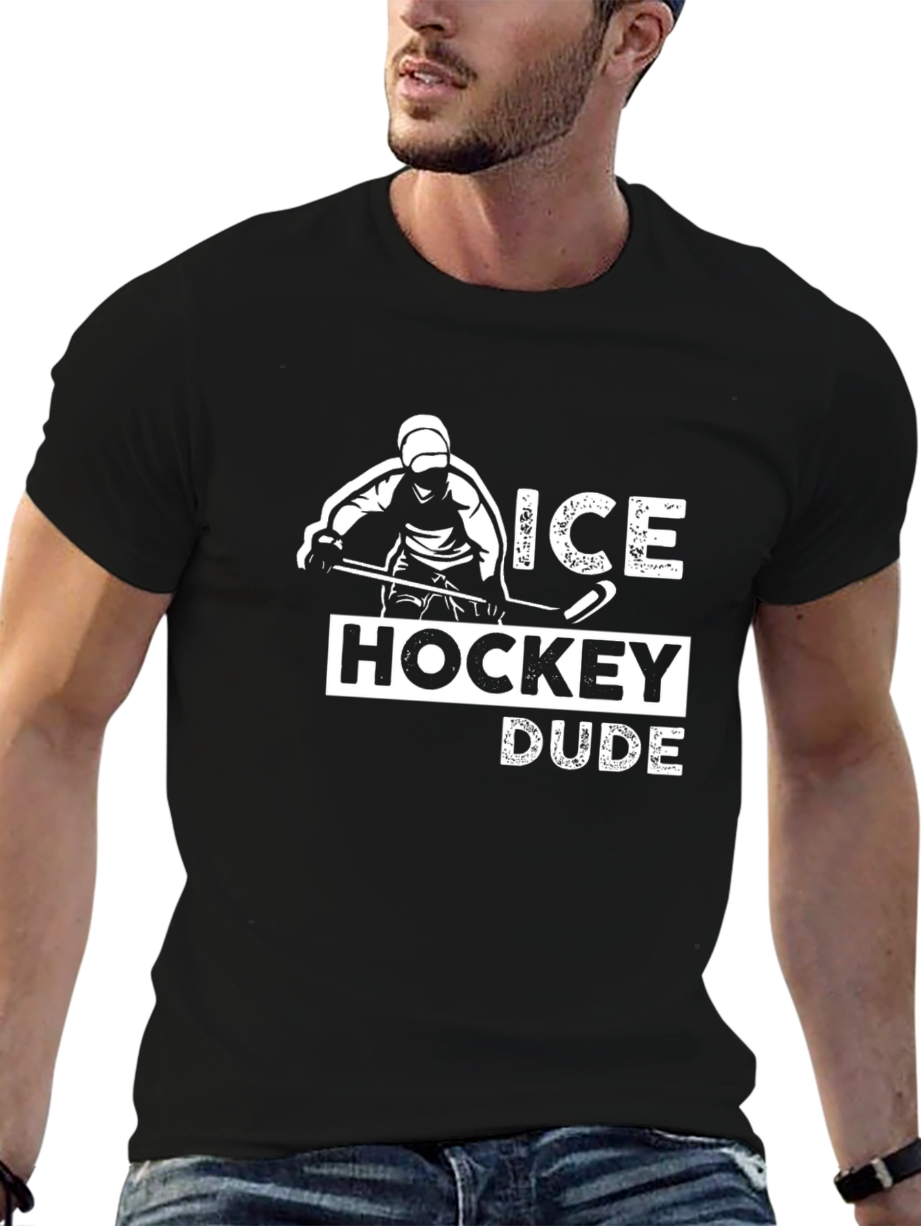 Ice Hockey Dude Graphic Tee - Black