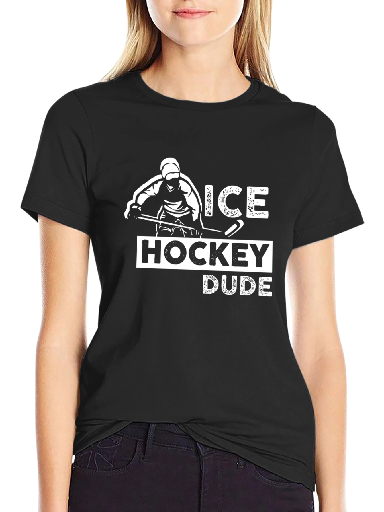 Ice Hockey Dude Graphic Tee - Black