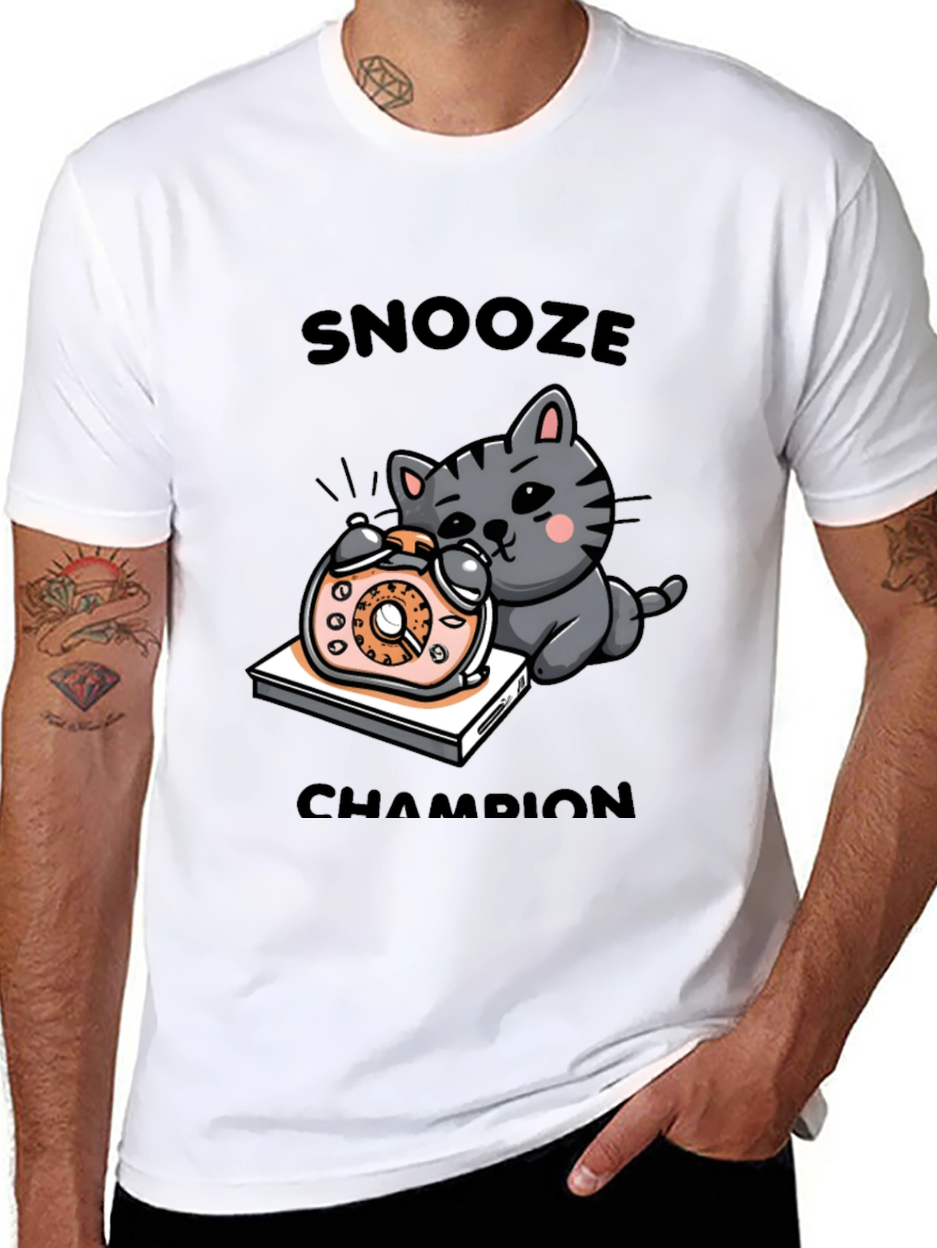 Snooze Champion Cat Graphic T-Shirt