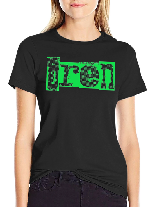 Retro bren Graphic Print Black T-Shirt