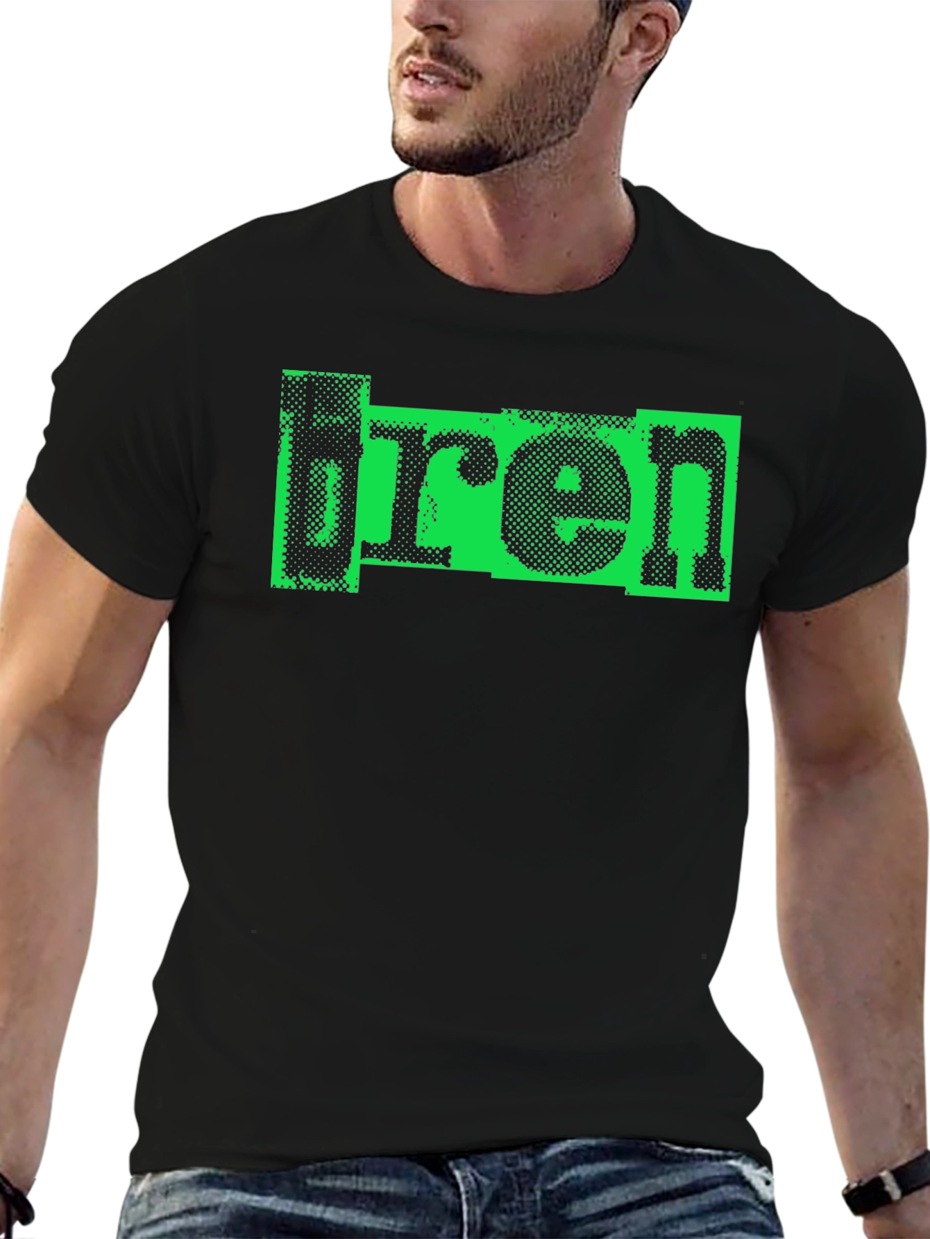 Retro bren Graphic Print Black T-Shirt