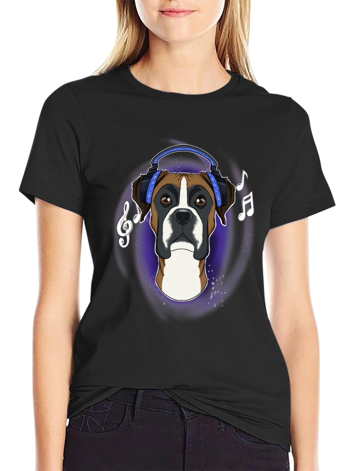 Dog Lover T-Shirt: Boxer with Headphones