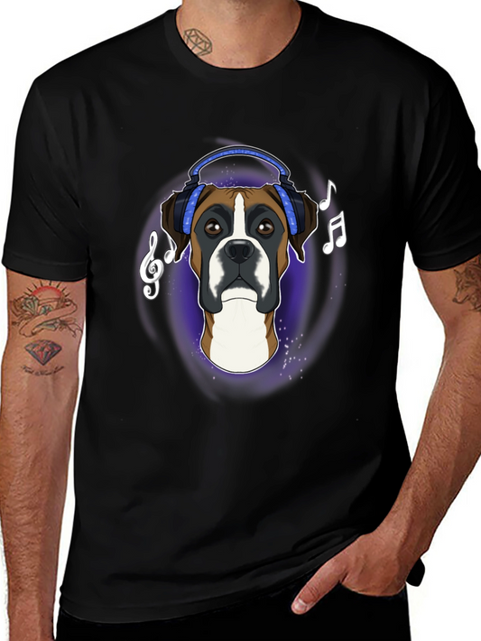 Dog Lover T-Shirt: Boxer with Headphones