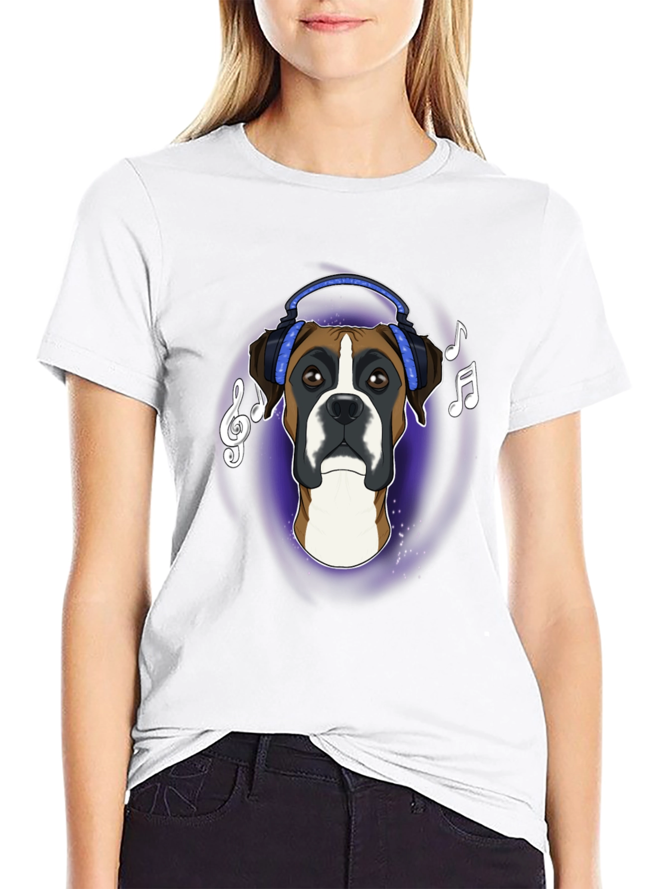 Dog Lover T-Shirt: Boxer with Headphones