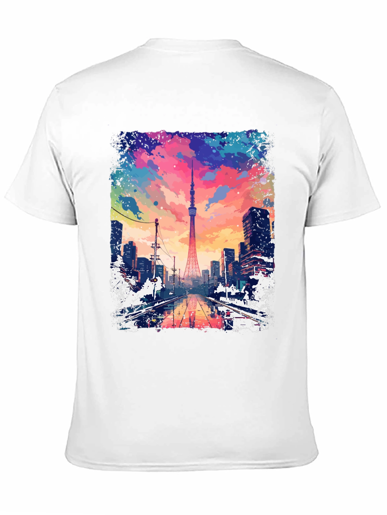 Tokyo Tower Graphic Tee - Cityscape Mens T-Shirt