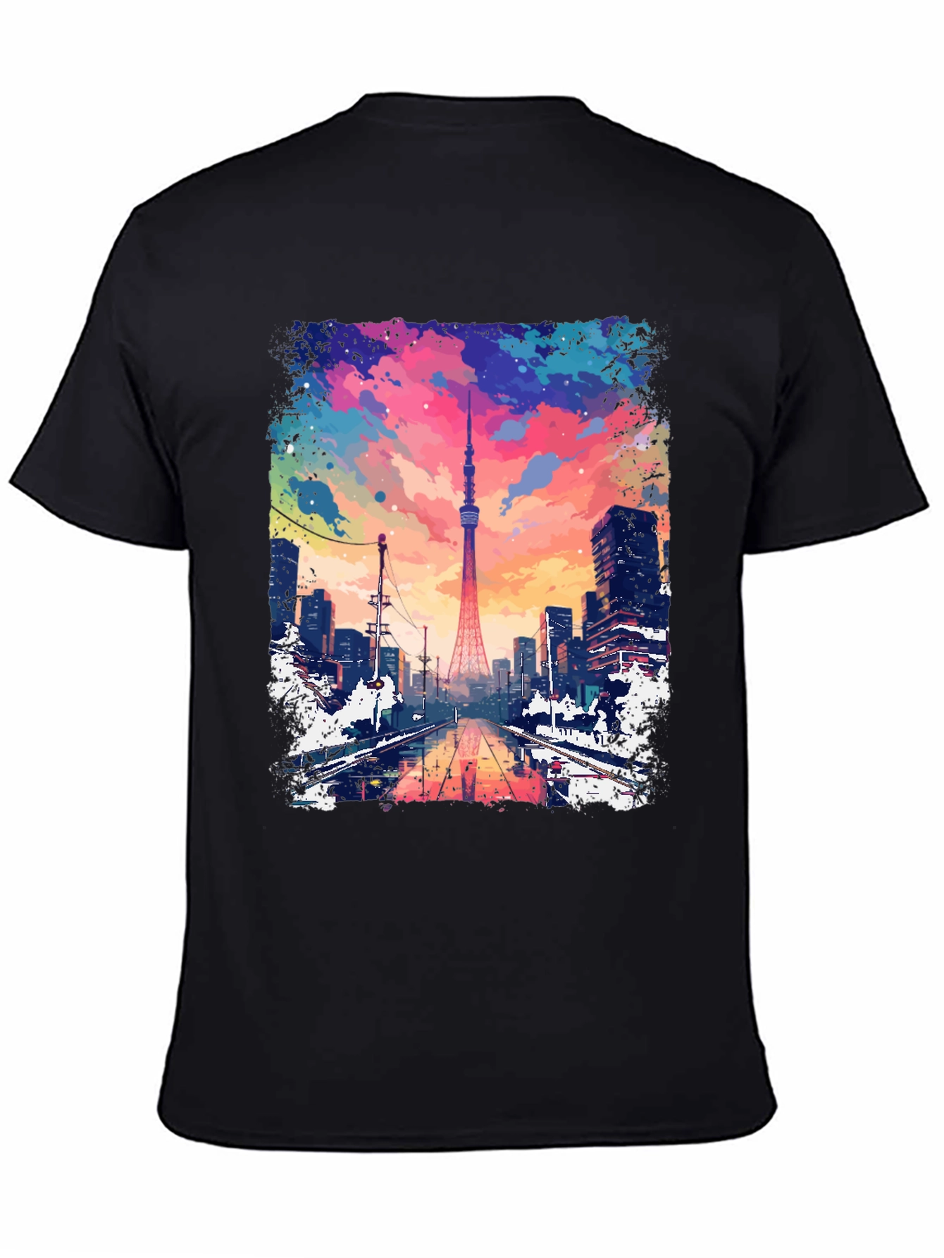 Tokyo Tower Graphic Tee - Cityscape Mens T-Shirt