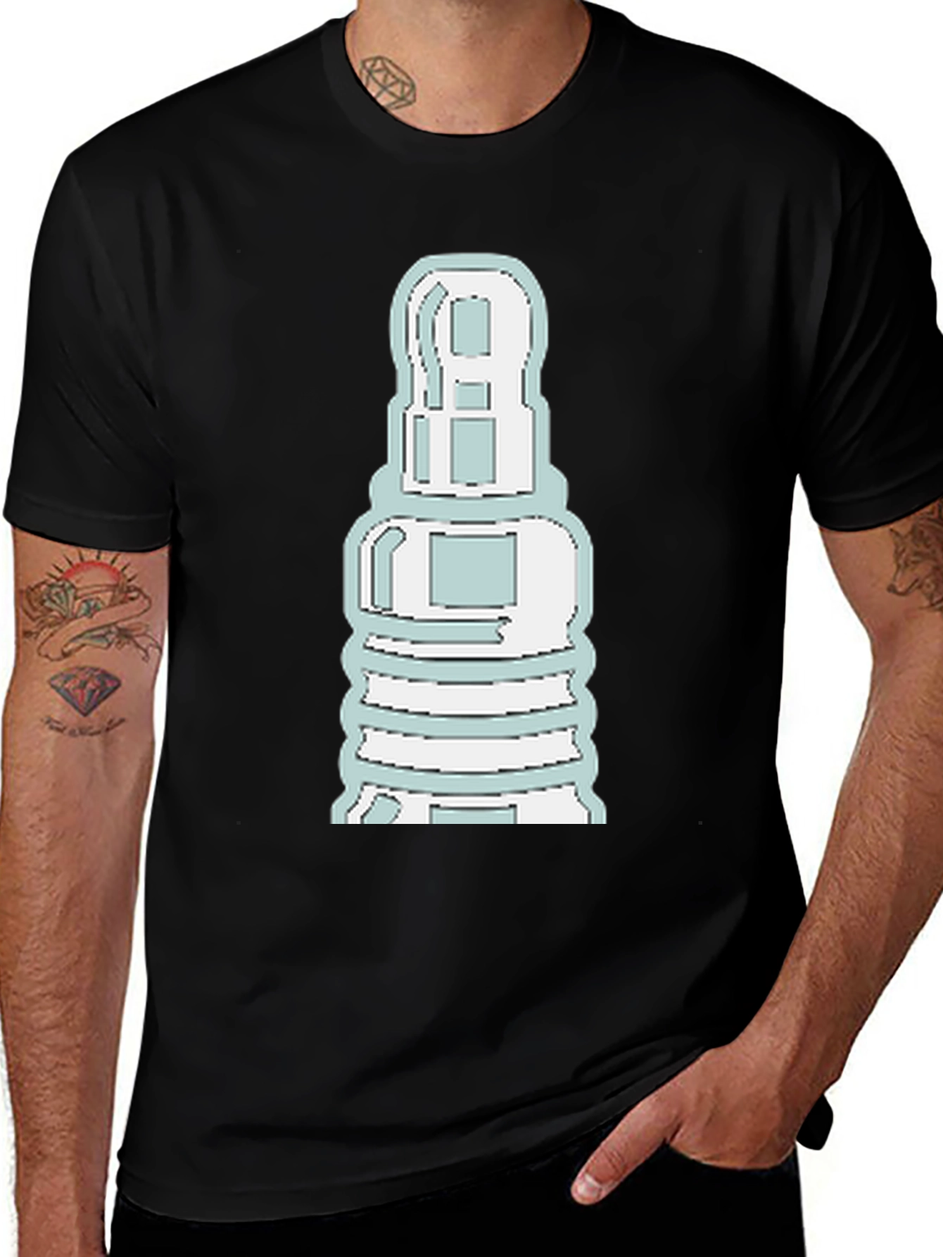 Unique Graphic Tee - Spark Plug Design