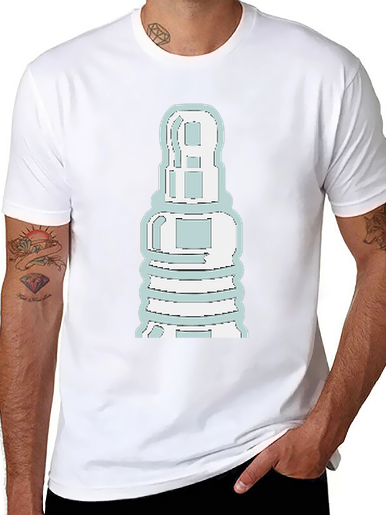 Unique Graphic Tee - Spark Plug Design
