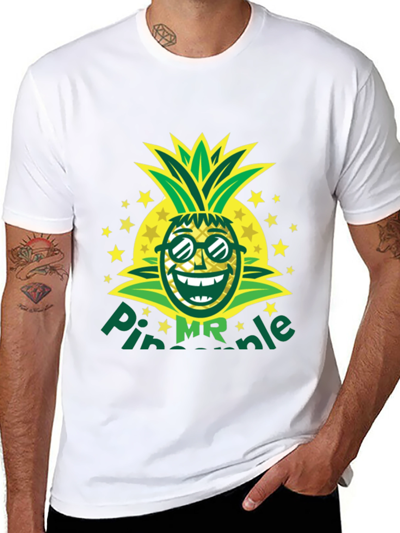 Mr. Pineapple Graphic T-Shirt - Black Cotton Tee