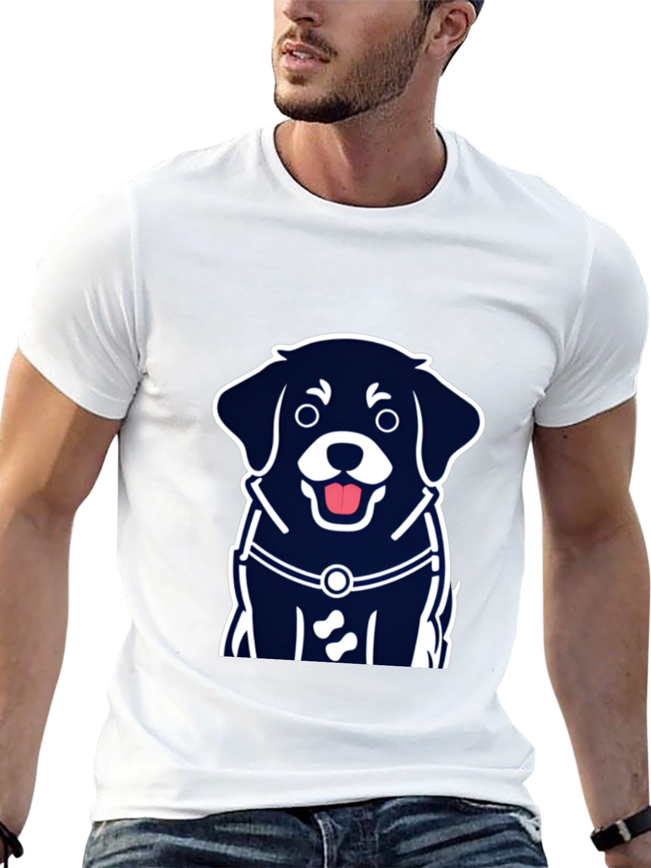 Dog Graphic Tee - Black Short Sleeve T-Shirt