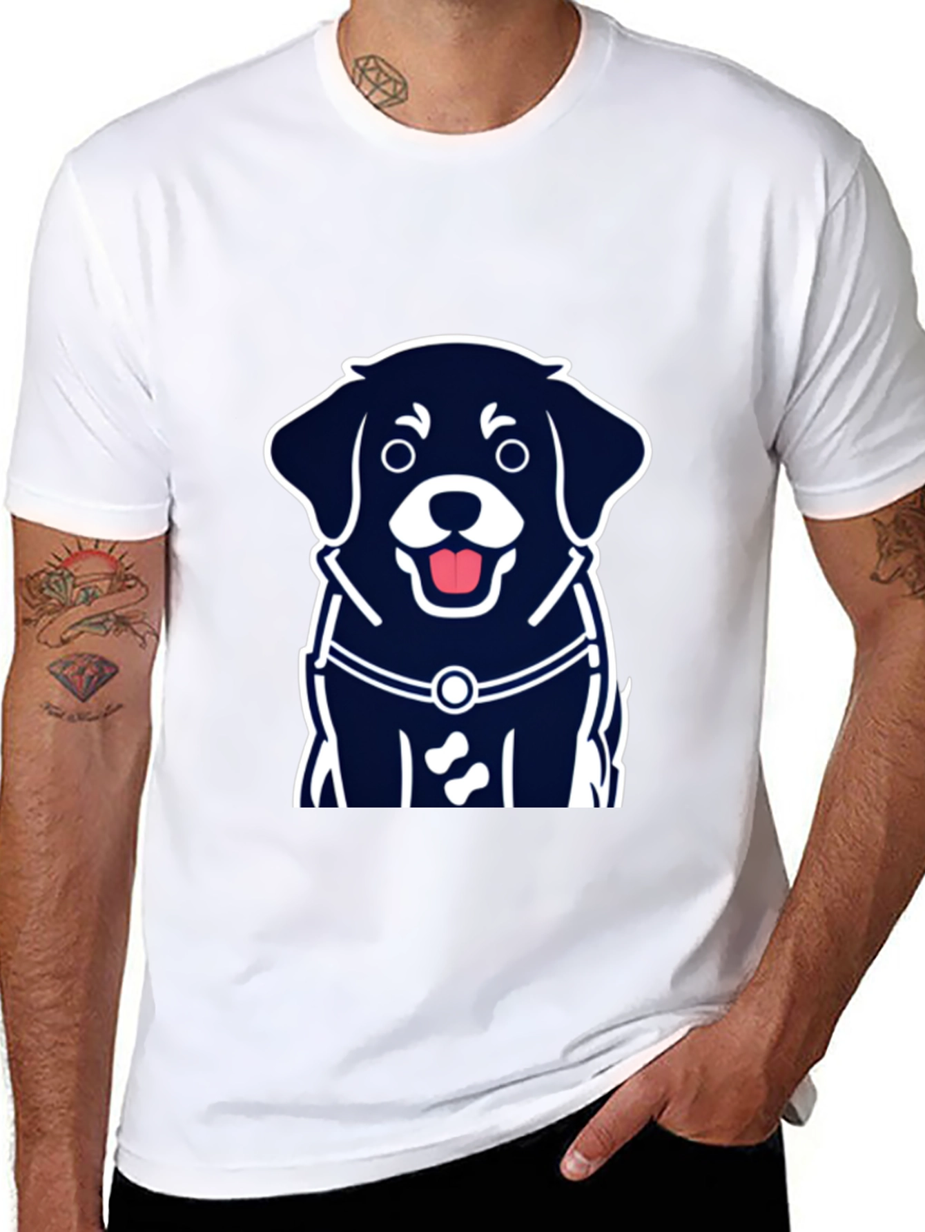 Dog Graphic Tee - Black Short Sleeve T-Shirt