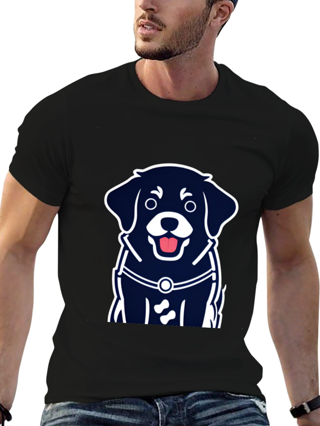 Dog Graphic Tee - Black Short Sleeve T-Shirt