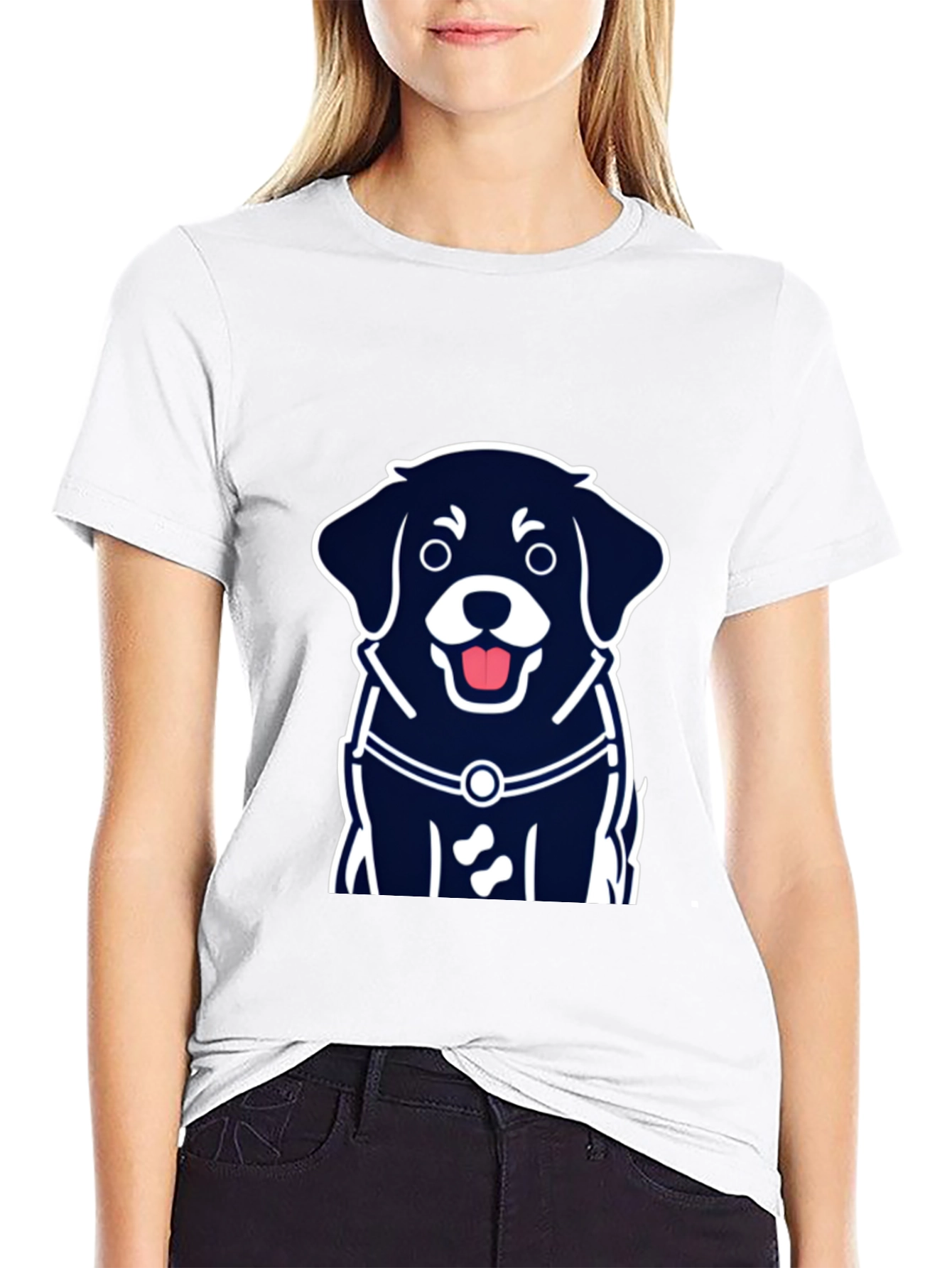 Dog Graphic Tee - Black Short Sleeve T-Shirt