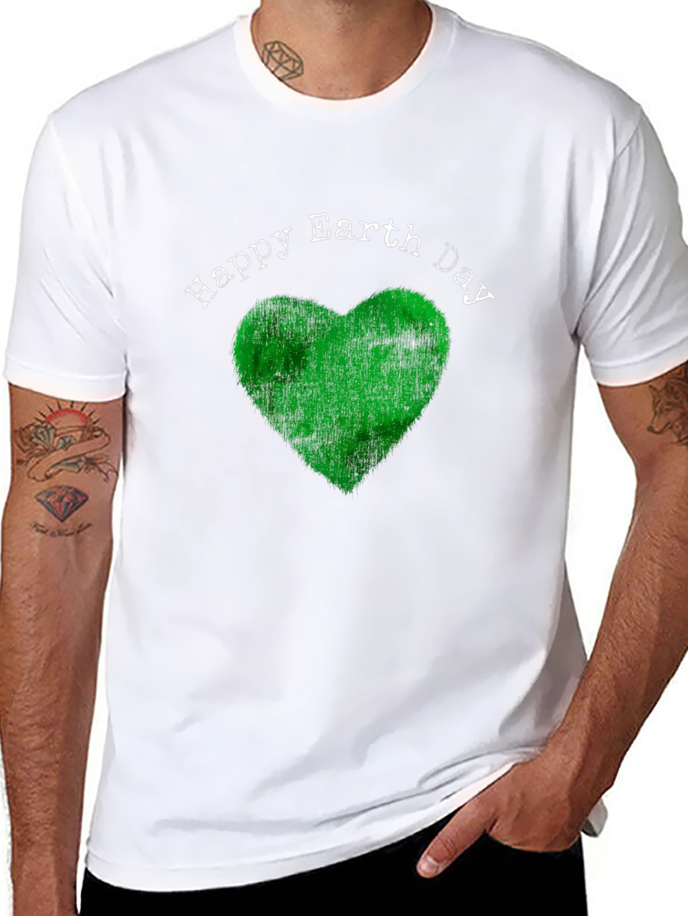 Happy Earth Day T-Shirt - Green Heart Design