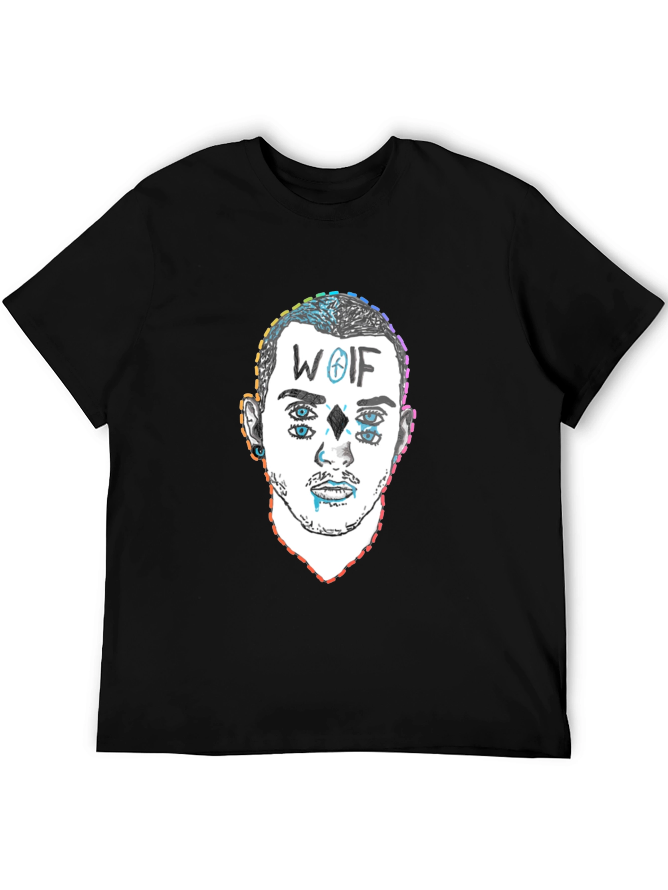 Wolf Design Graphic Tee - Black Crew Neck T-Shirt