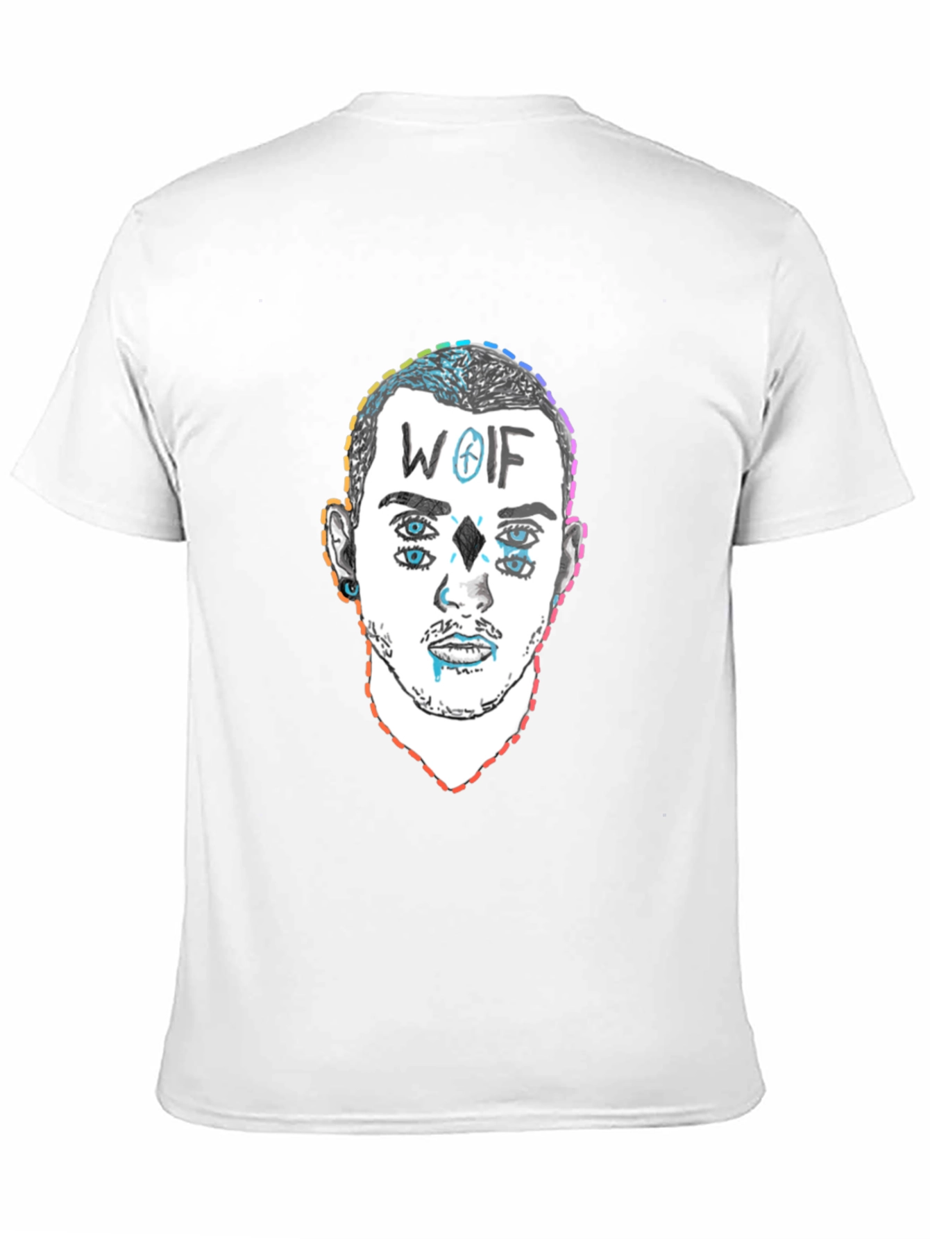 Wolf Design Graphic Tee - Black Crew Neck T-Shirt