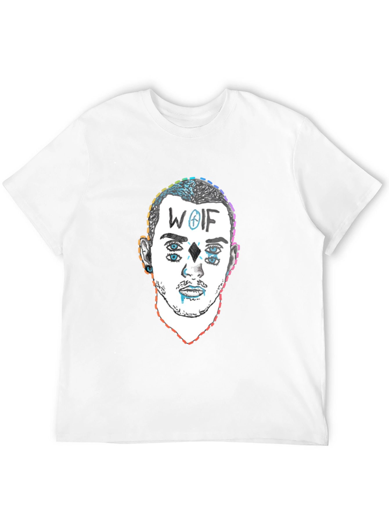 Wolf Design Graphic Tee - Black Crew Neck T-Shirt