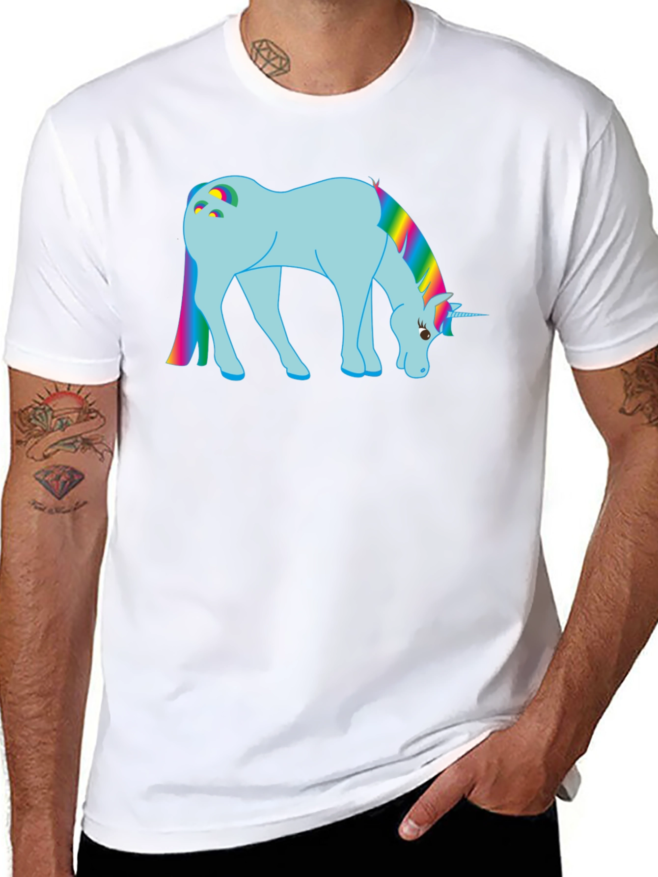 Rainbow Unicorn Graphic Tee - Black