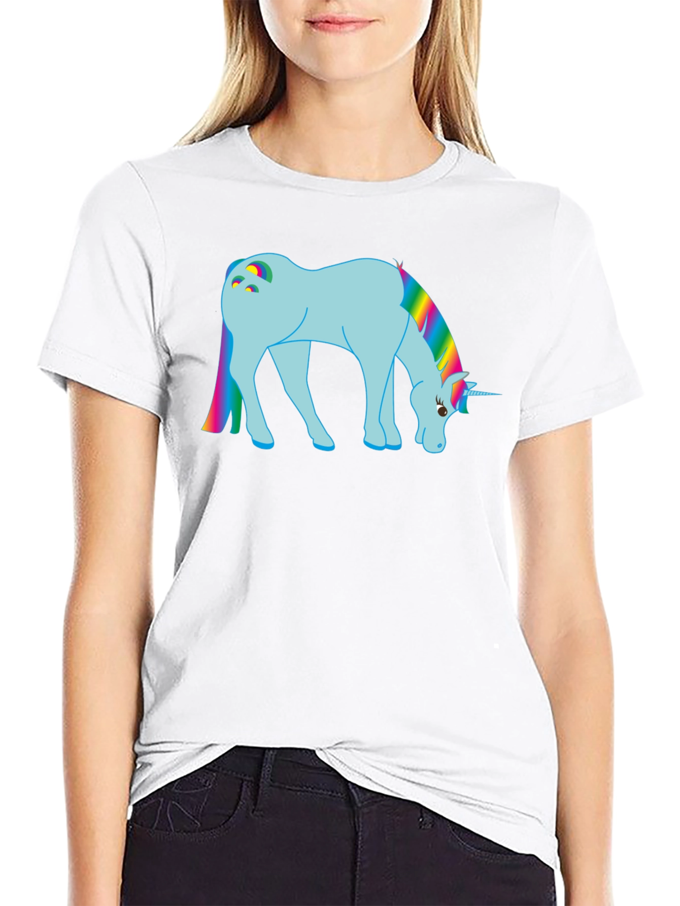 Rainbow Unicorn Graphic Tee - Black