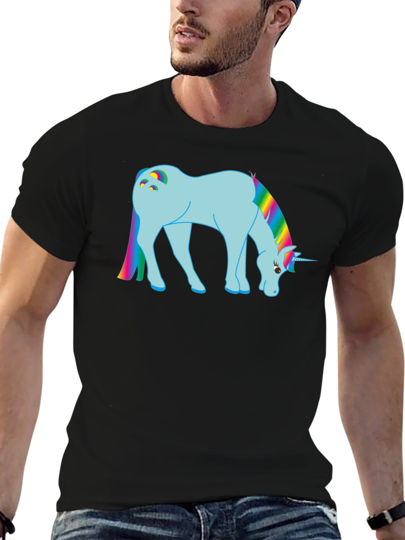 Rainbow Unicorn Graphic Tee - Black