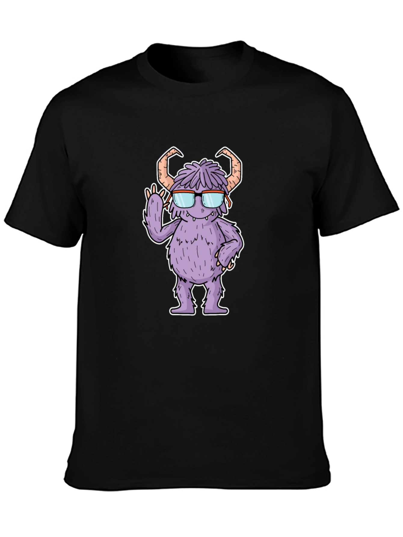 Monster with Glasses Graphic Tee - Black