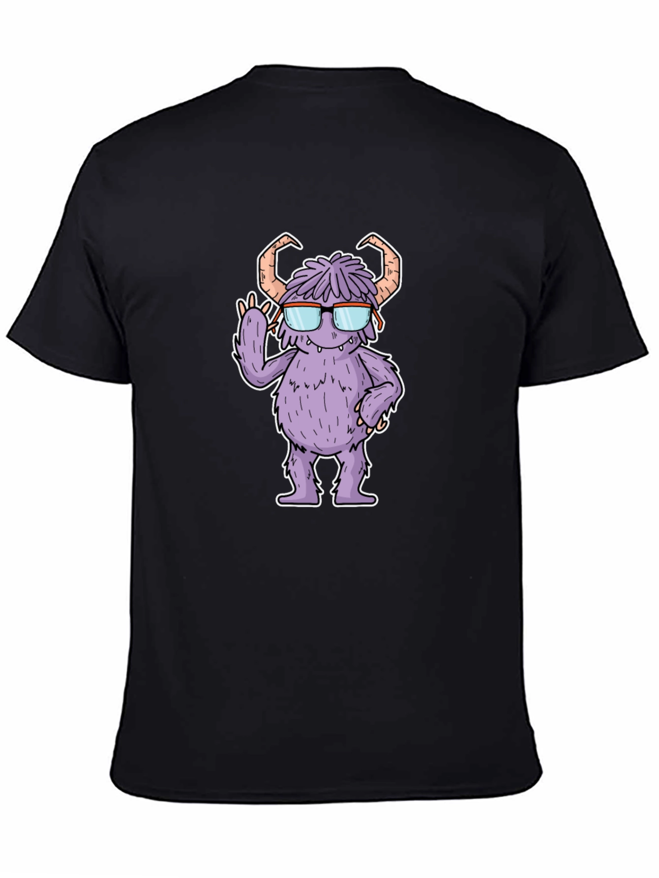 Monster with Glasses Graphic Tee - Black